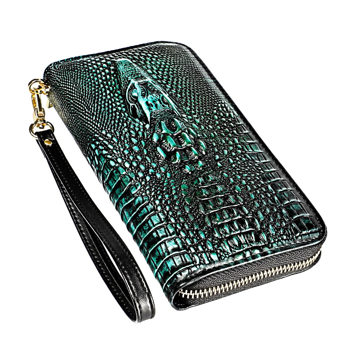 Man Women Genuine Leather Wallet Business Rfid Women Wallets Short Male Purse Card Holder Wallet Men PORTFOLIO Male Clutch: 916Green Crocodile