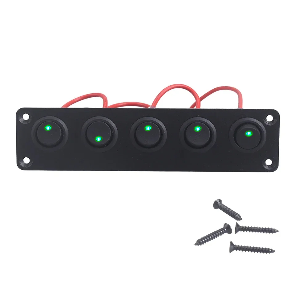 Panel de interruptor de palanca Universal de 12V, 1-5 entradas, USB, para coche, barco, camión, RV marino, accesorios de estilo LED azul, interruptor basculante marino: Champán