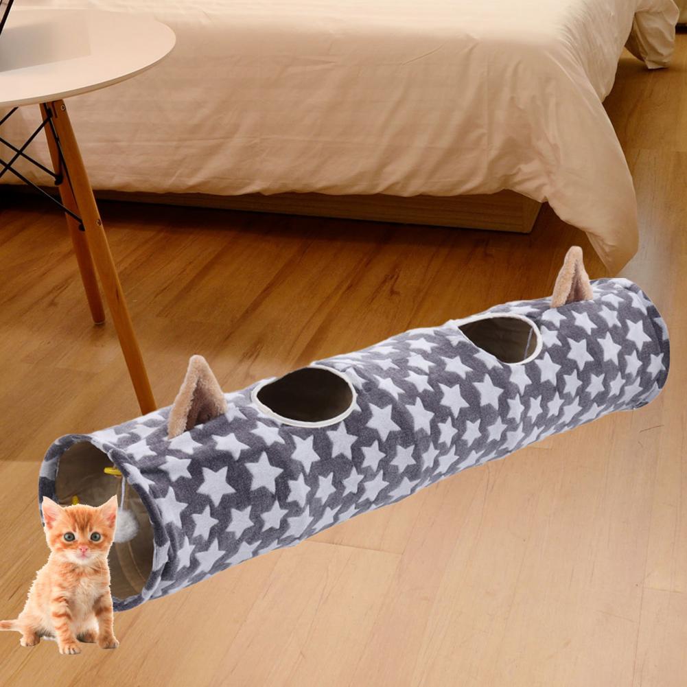 Easy Cleaning Kitty Tunnel Multiple Exits Plush Cat Warm Bed Nest Cat Toy Cat Tunnel