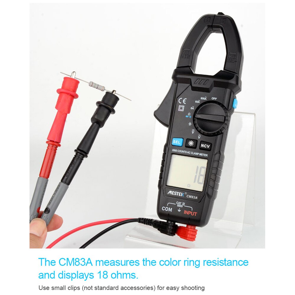 MESTEK Digital Clamp Meter 600A AC Current 600V AC/DC Voltage Capacitance Measurement Data Hold Backlight NCV Tester Multimeter