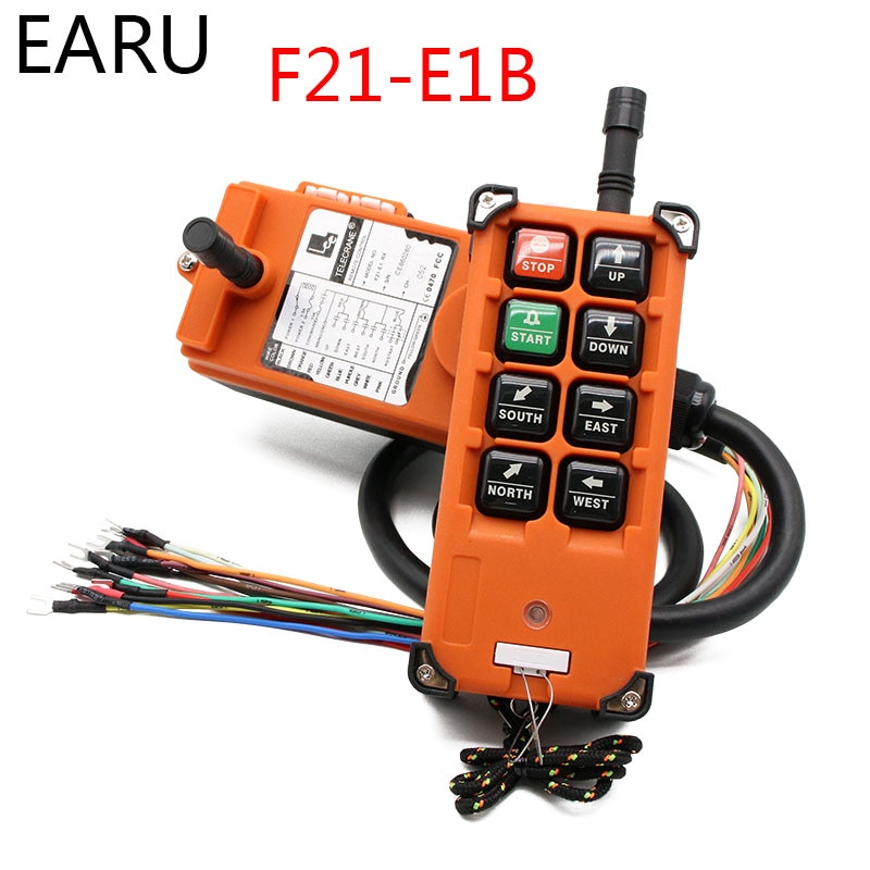 220V 380V 110V 12V 24V controlador remoto Industrial interruptores Control de grúa de levantamiento grúa elevadora 1 transmisor + 1 receptor F21-E1B