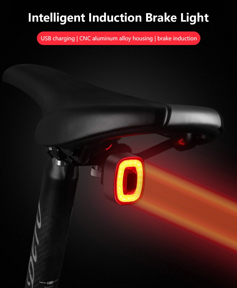 Remlichten Usb Opladen Lichten Waterdicht Veiligheidswaarschuwing Fiets Smart Achterlichten Mountainbike Intelligente Sensor