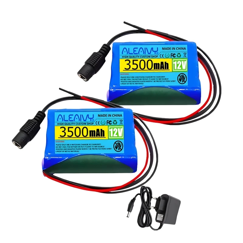 Batería de litio de 12V 3500mAh 3S1P 18650 para altavoz linterna CCTV GPS reflector recargable de larga duración: Gris