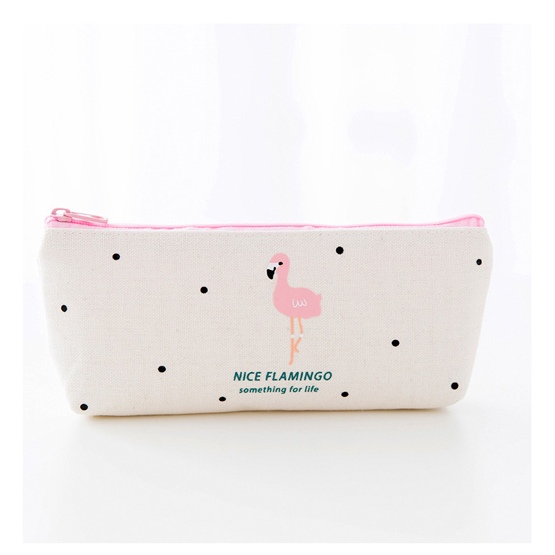 SQUMIDER 1PC Cute Flamingo Canvas Pencil Cases Stationery Storage Pen Bag School Office Pencil Bags Lovely Pencil Pouch: A3