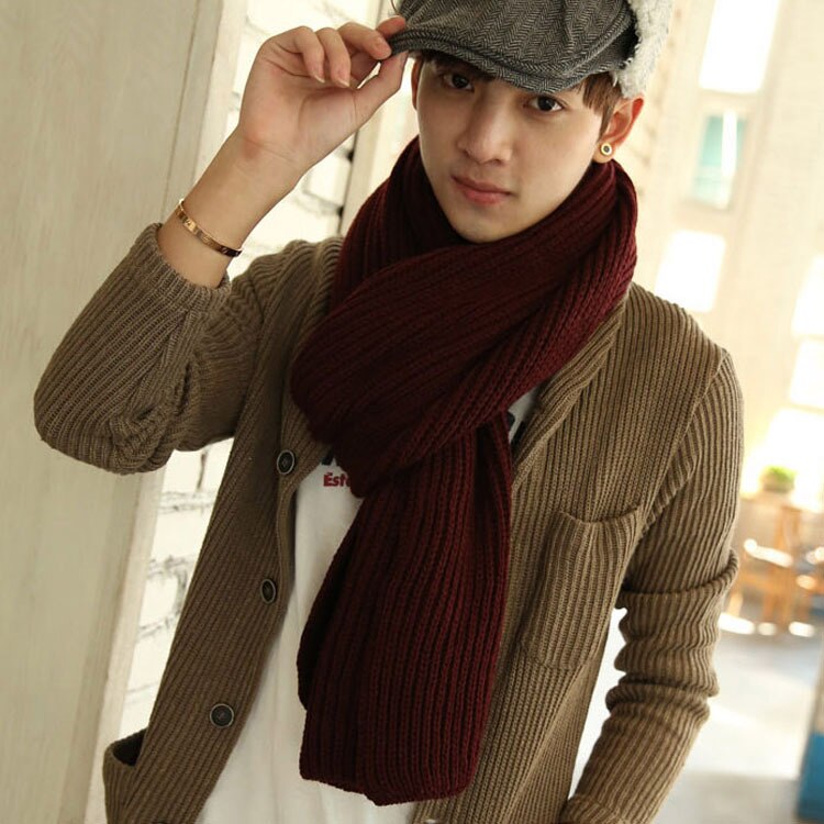 Mandlig vintervarmer sort marineblå gråfarvet akrylstrikkede tørklæder til herrer