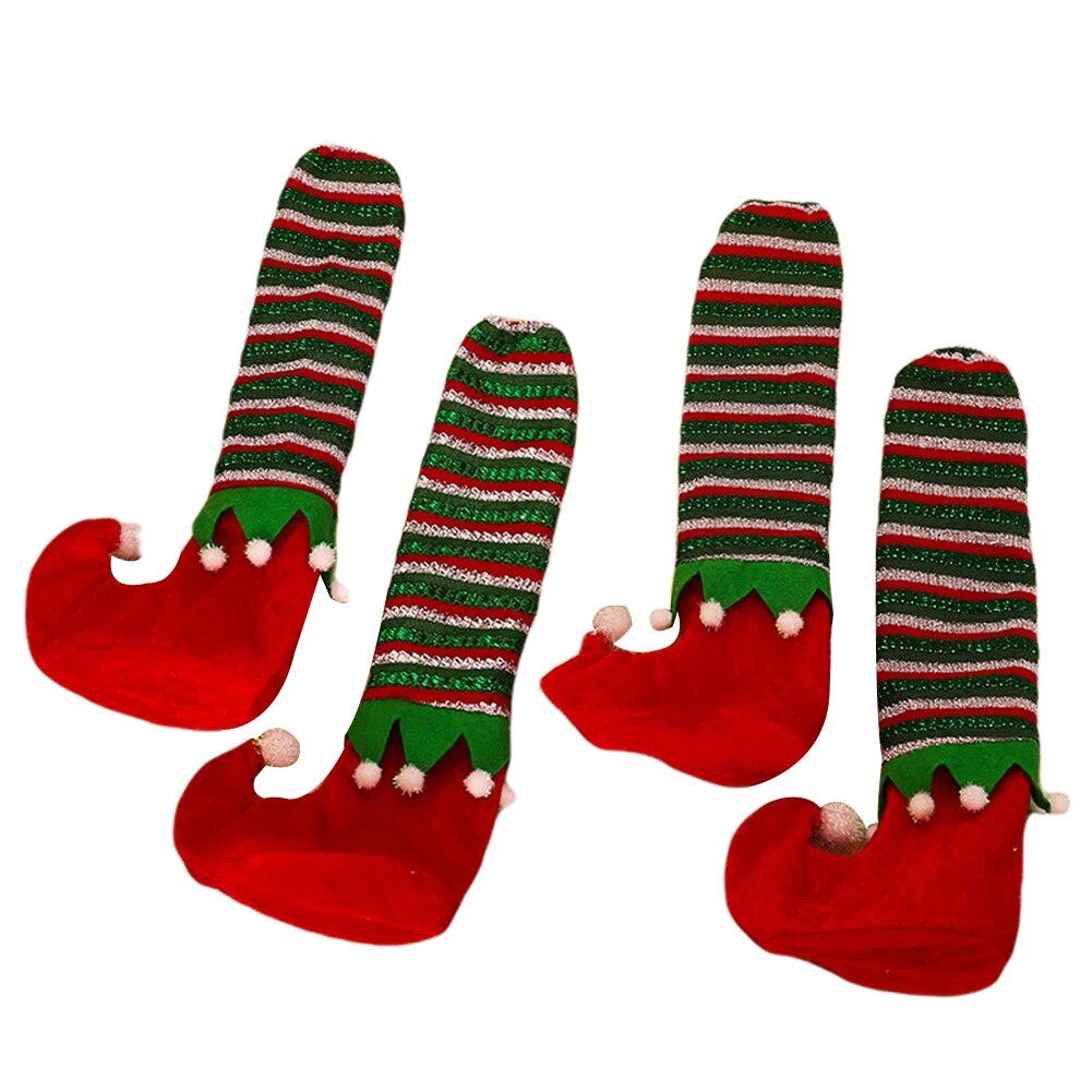 La jambe de chaise de noël couvre le protecteur de plancher mignon de chaussettes de jambe de chaise de d'elfe pour la fête à la maison: Rouge