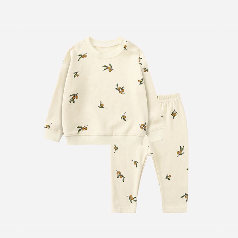 Nuovi set di abbigliamento per la casa delle ragazze per il bambino autunno indumenti da notte manica lunga stampa Top e pantaloni set di pigiami per bambini vestiti per bambini: Leaves / 80