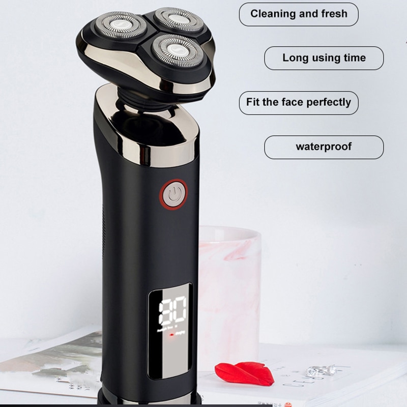 Kemei Men Razor 3 Blades Electric Shaver LCD Beard Trimmer Clipper Waterproof Cutter Shaving Machine