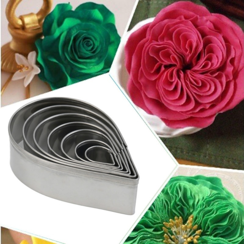 7 st rostfria mögel fondant tårtpasta blomma tuberos kronblad skärare formar