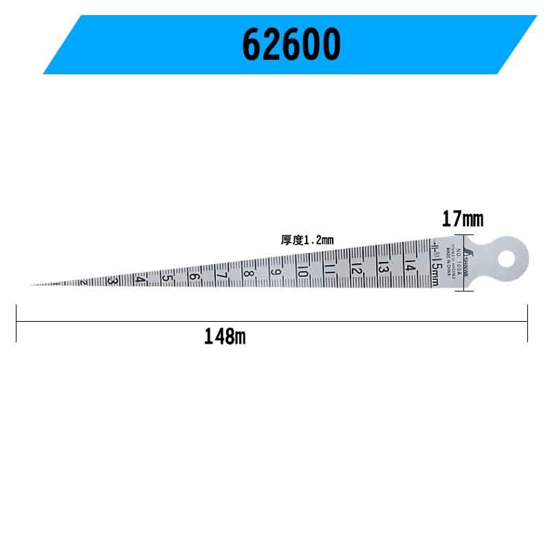 SHINWA Gap Wedge Feeler Stainless Steel hole Ruler Aperture Gauge Tapered ruler inner diameter ruler: 62600