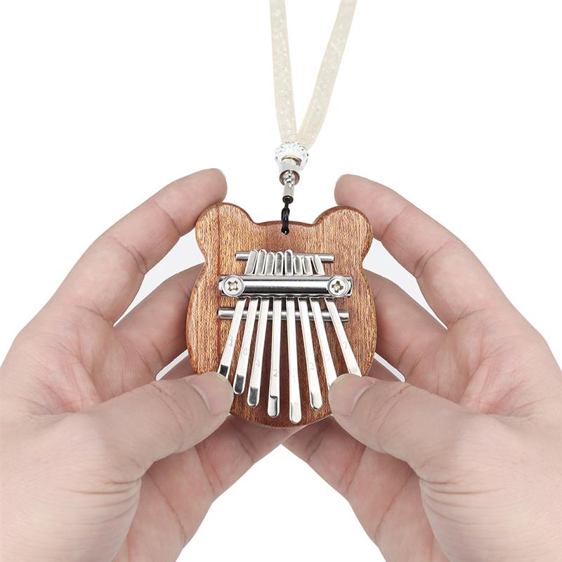 Mooie Carlimba 8 Toetsen Draagbare Beer Vorm Hout Vinger Piano Vinger Duim Piano Marimba Musical Goede Accessoire Hanger