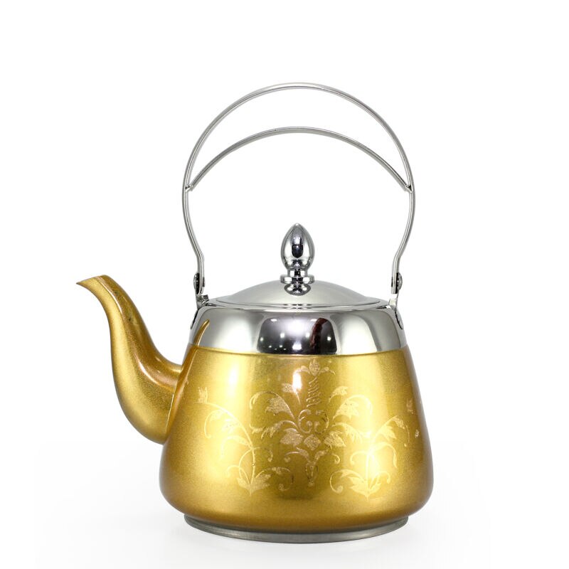 Med tefilter rustfrit stål vandkedel blomstermønster palads tekande tykkere bund kung fu tekedel kaffekande