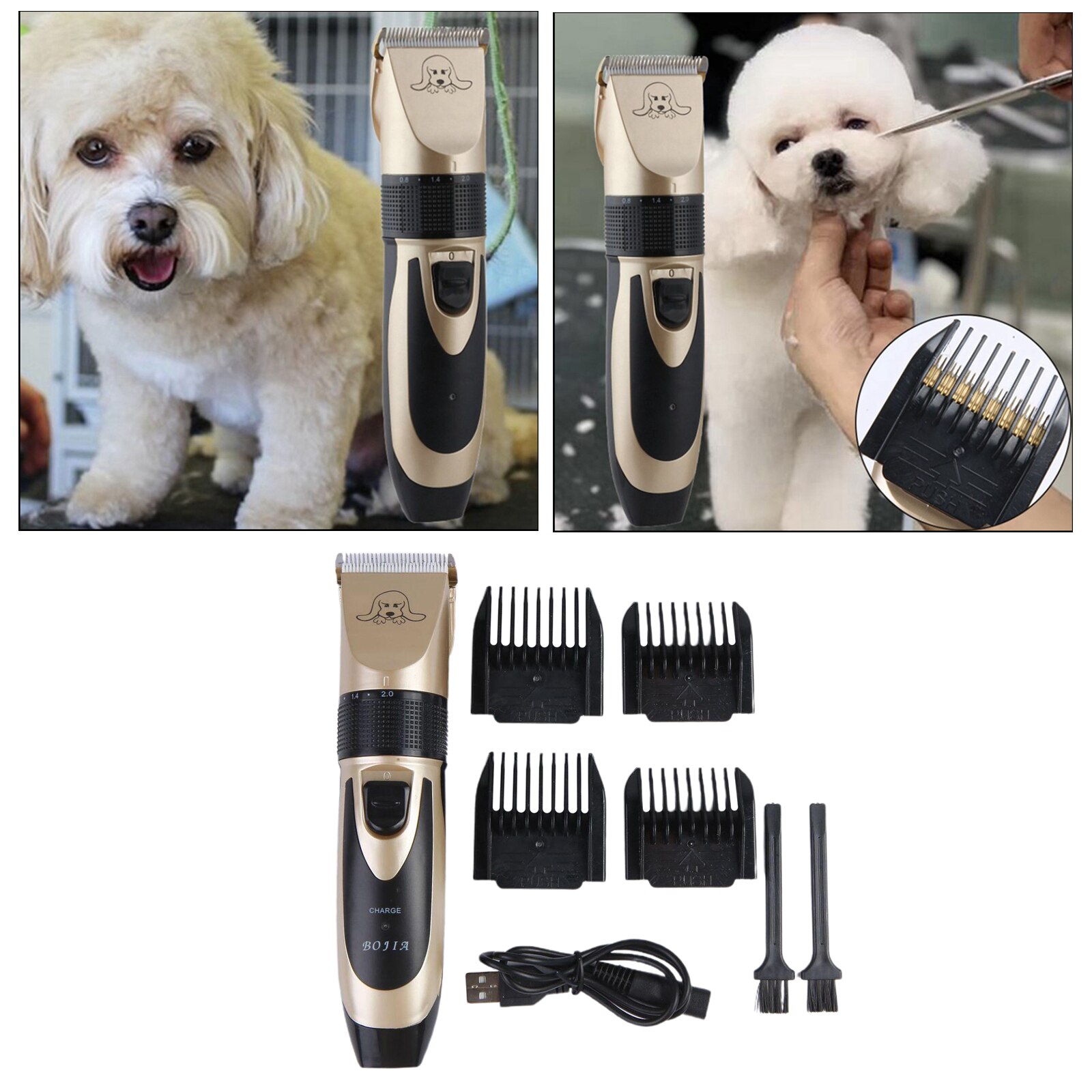 Dog Clippers Low Noise, 3-Speed Quiet Dog Grooming Kit Rechargeable Cordless Pet