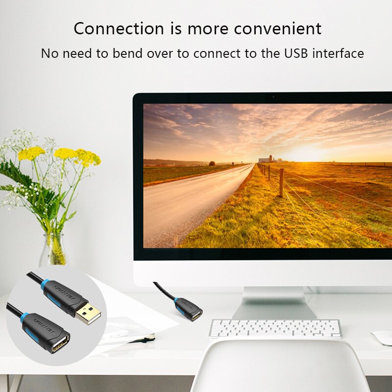 Vention USB2.0 Extension Cable Male to Female Super Speed USB Data Cable Extender For PC Keyboard Printer Mouse Computer Cable