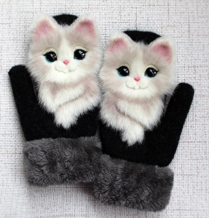 Neue Winter Warme kinder Handschuhe Plus Samt Verdickt Nette Katze Cartoon Outfit Mädchen Weihnachten Kinder Handschuhe