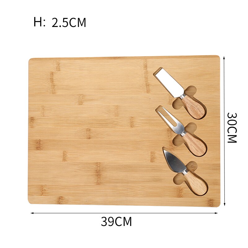 Bamboo Cheese Board With Handle Knives Wooden Cutting Board Cheese Cooking Tool Set Cheese Slicer Fork Scoop Cutter F1136