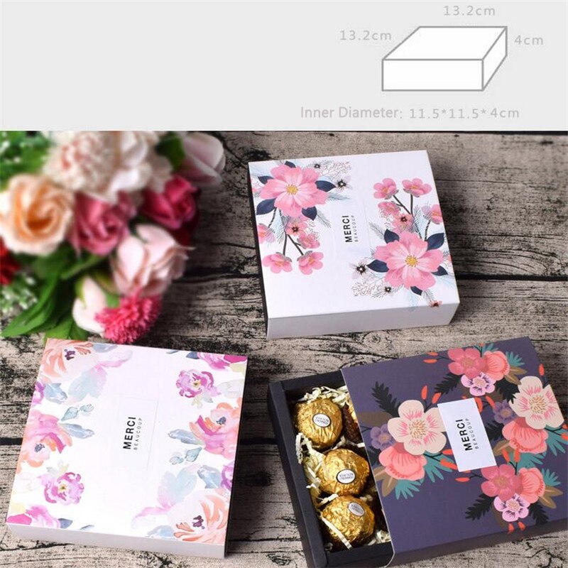1 Uds. caja de recuerdo de boda para dulce pastel Chocolate Boite Dragees bonbonniere Flower caja de (sin cinta/pegatina)
