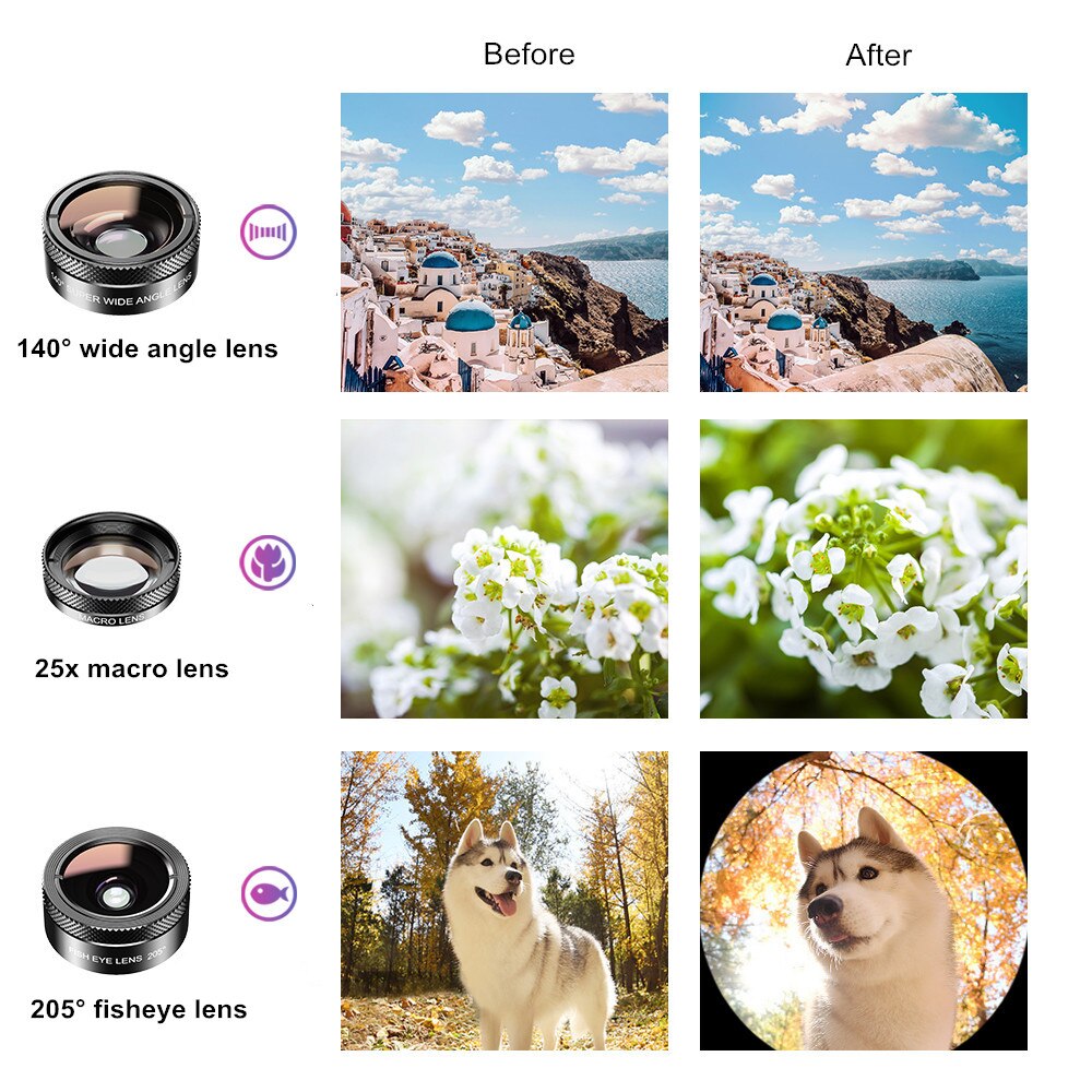 Apexel 11 In 1 Camera Phone Lens Kit Groothoek Macro Full Color/Grad Filter Cpl Nd Ster Filter voor Iphone Xiaomi Smartphone