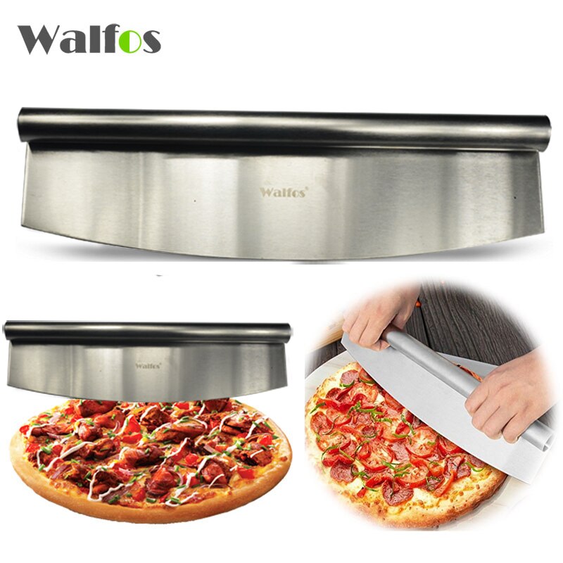 WALFOS 12 Inch Pizza Cutter Sharp Rocker Blade Premium Stainless Steel Rocking Pizza Knife Pastry Chopper