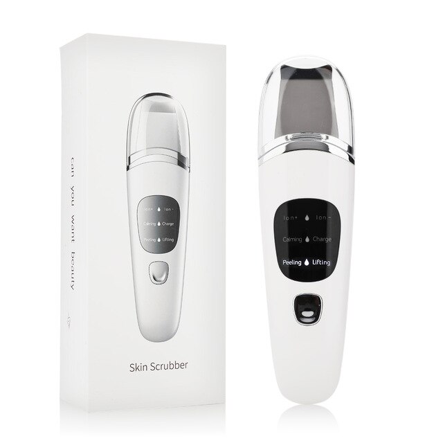 Ultrasonic Skin Scrubber Deep Face Cleaner Machine Dirt Blackhead Removal Facial Lifting Peeling Reduce Wrinkles Skin Scrubber: type 1 white box