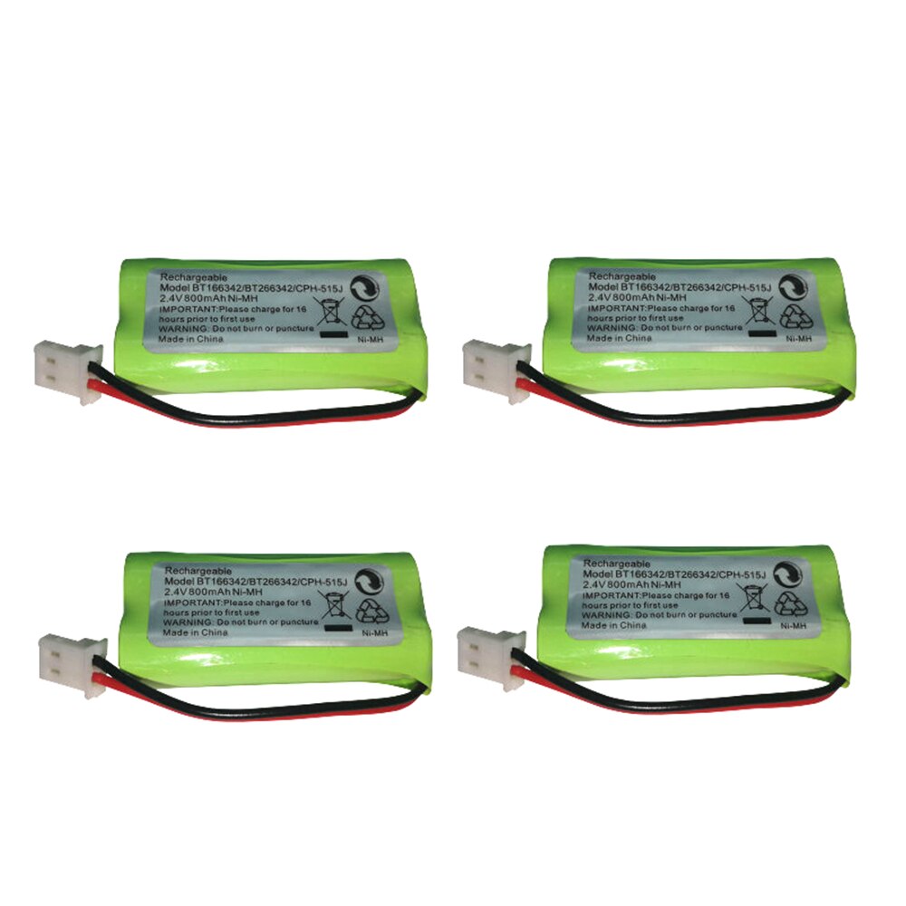 1/2/4Pieces 2.4V Wireless Home Phone Battery Pack for AT & T BT166342 BT266342 TL32100: 4 Pieces