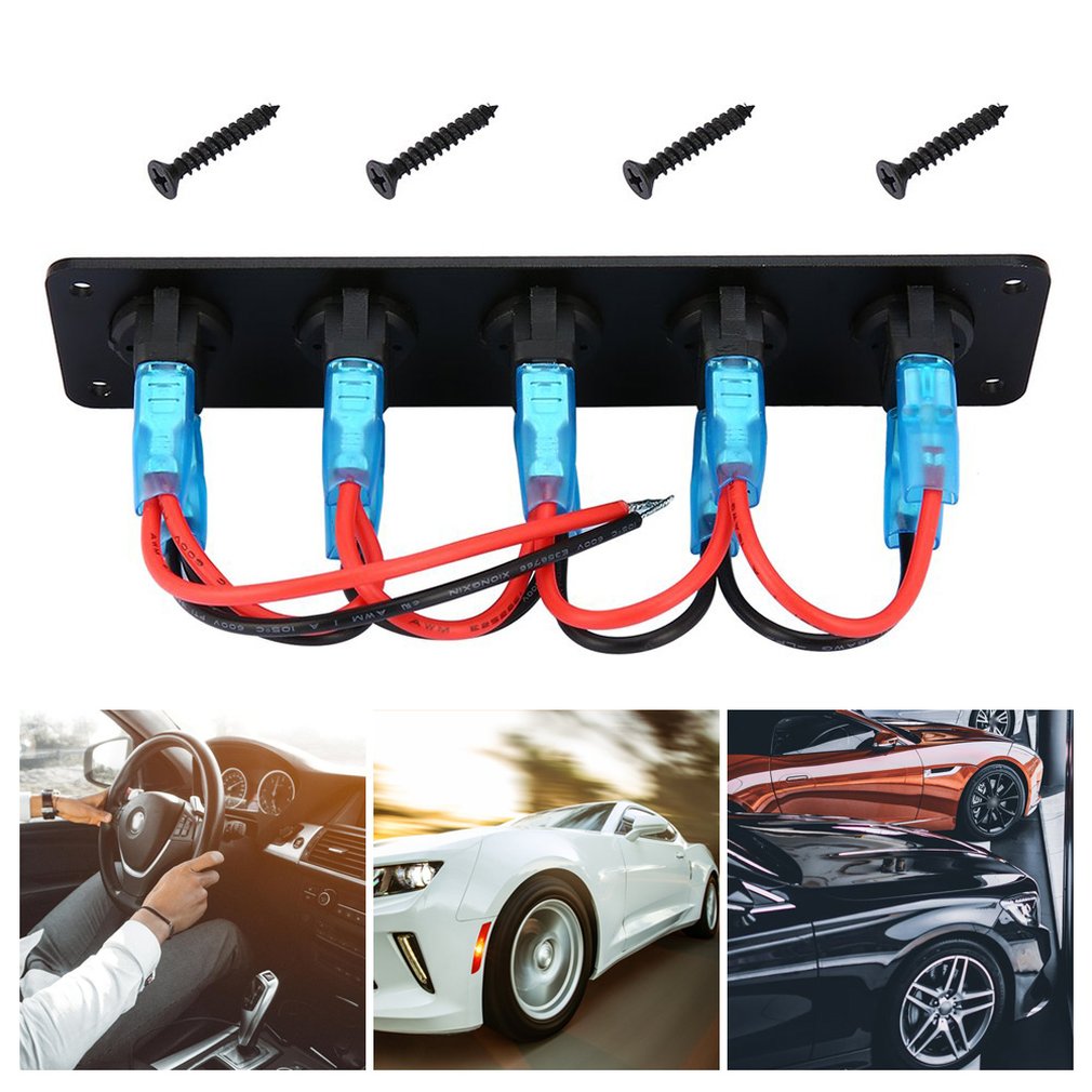 1Set 5 Gang 12V Rocker Switch for Car Marine Boat Circuit Breakers Overload Protected LED Light Rocker Switch Panel Circuit