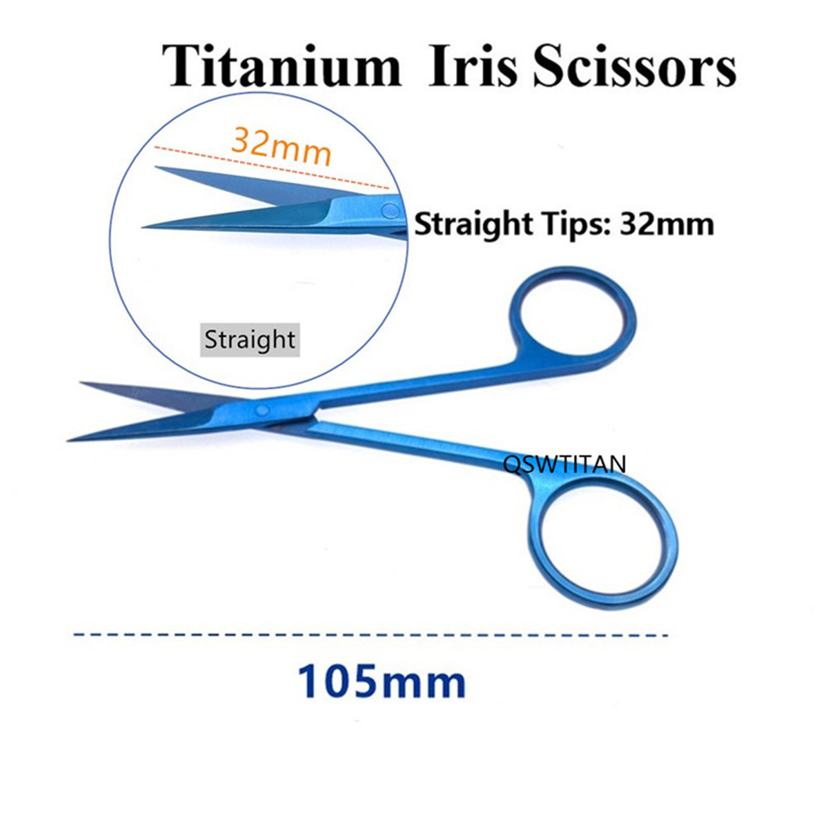 Ciseaux ophtalmiques à Iris, chirurgie oculaire, ciseaux pour couper les tissus, instrument chirurgical en titane, outil chirurgical pour animaux de compagnie, ciseaux à double paupière