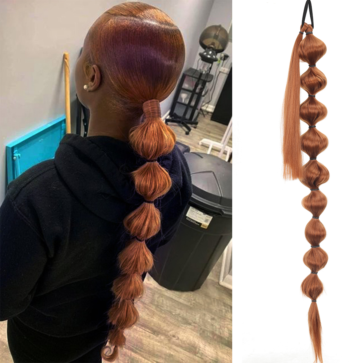 Extensões de cabelo sintético africano fofo rabo de cavalo-trança longa estendida com rabo de cavalo bolha para aparência volumosa acessórios de cabelo: 4/30HL