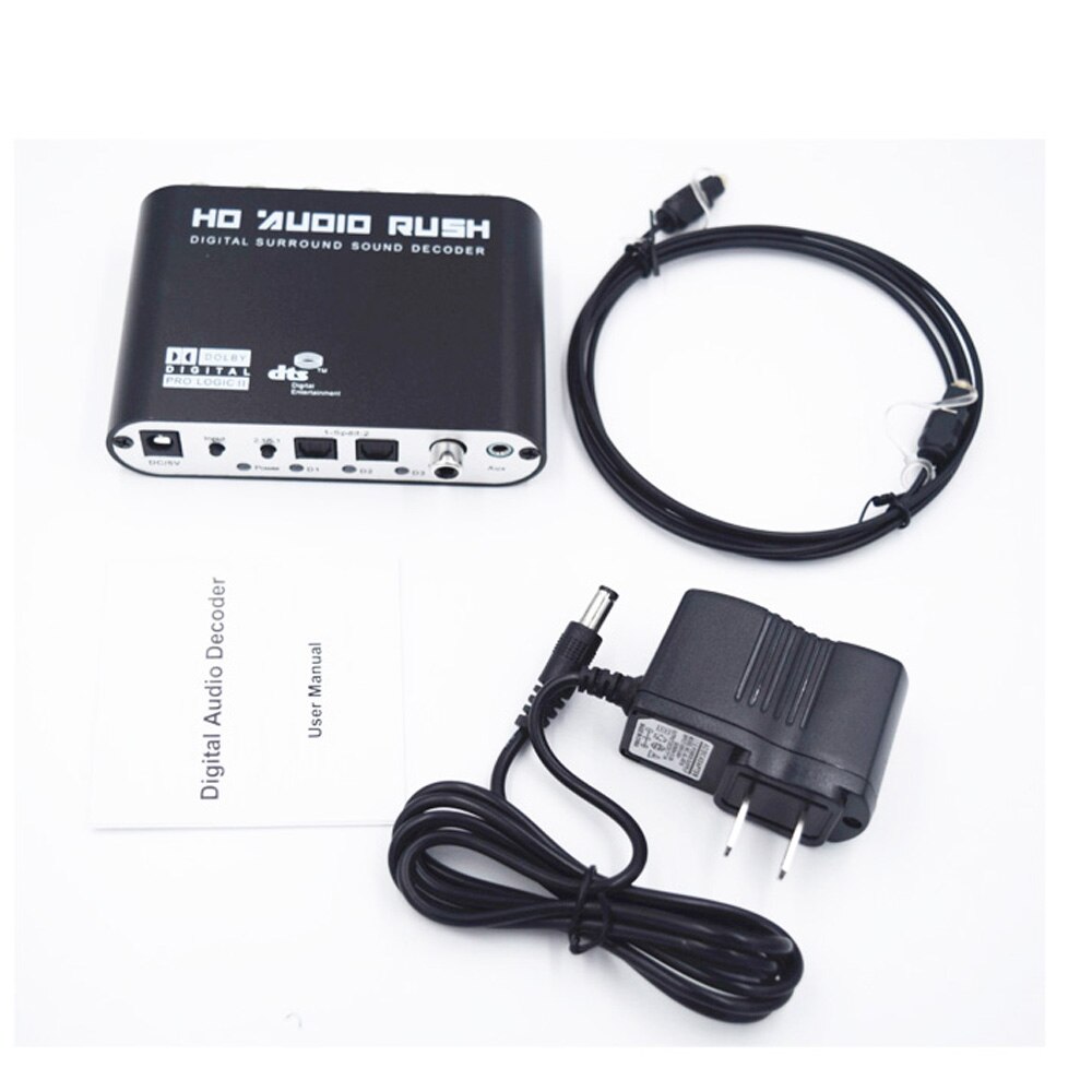 5.1CH Digitale Audio Decoder Converter Spdif Coaxiale Rca Dts AC3 Optische Digital Sound Decoder Versterker Voor PS3 Hd XBOX360: With US Plug