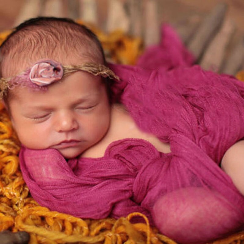 Newborn Photography Props Blanket Baby Photo Wrap Swaddling Cotton Linen Stretchable Wraps Photo Shoot Backdrop: Rose pink 9