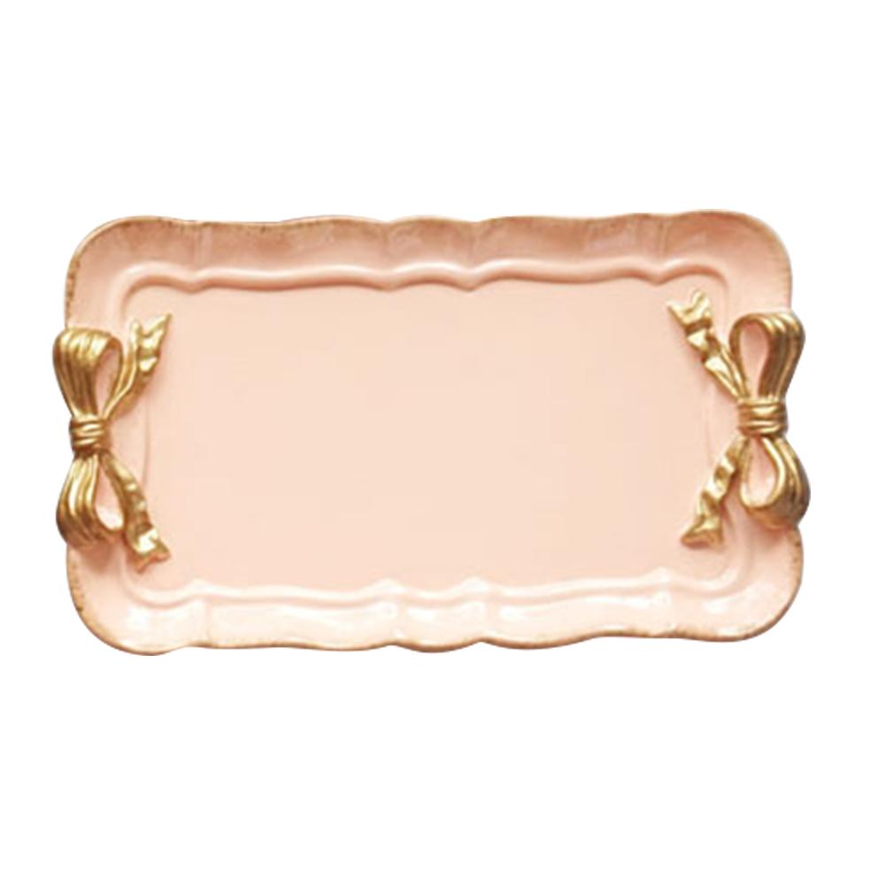 Resin Dessert Plate Gold Macarons Color Bow Cake Storage Trays Jewelry Display Storage Tray Food Dish Organizer Decor: Red