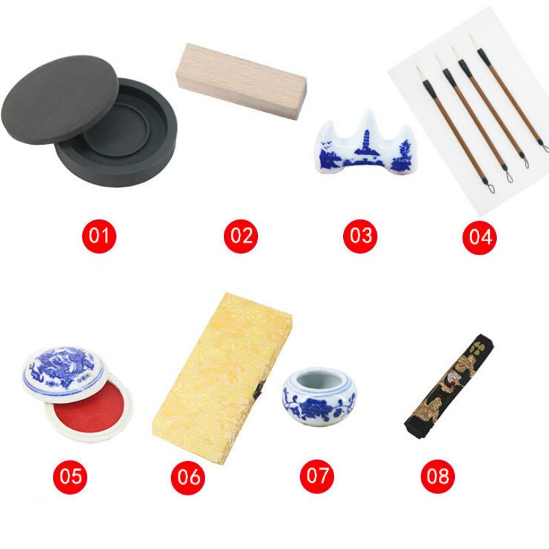 Chinese traditional calligraphy pen Set box student Regular Script Writing Brush Beginner's special practice Writing brush