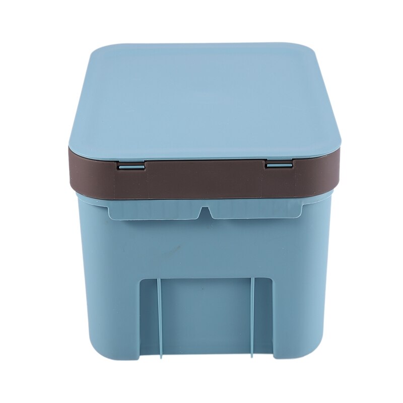 Simple Kitchen Hanging Waste Bin Covered Trash Cans Solid Color Portable Wall Mounted Garbage Cans Container-Blue-S