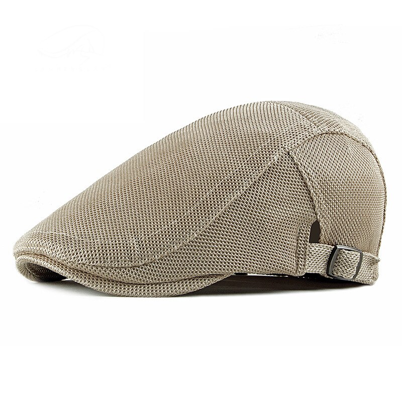 FS Summer Spring Men's Cap Ultra-thin Breathable Berets For Men Women Women's Flat Caps Beret Ladies Couple Hat: Light Khaki