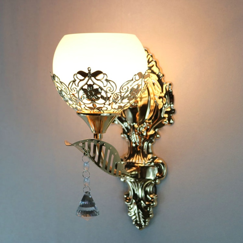 Moderna lámpara de estilo europeo de pared led, lámpara de pared dorada