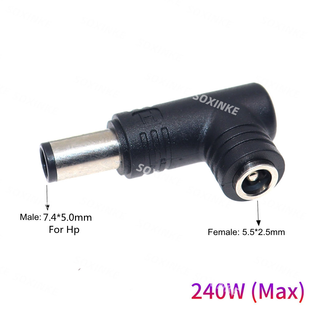 DC Male Plug 7.4x5.0/4.5x3.0mm to DC Female 5.5*2.1mm/5.5X2.5 Power Adapter Charging Converter Plug Connector For Dell HP laptop: black