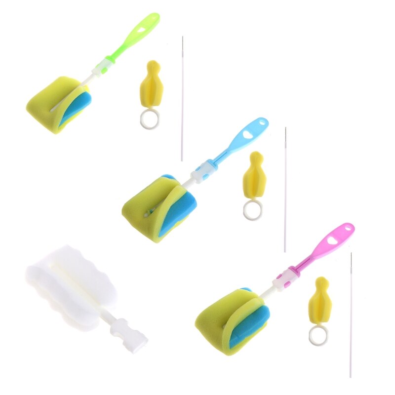 4pcs/set Sponge Brush Baby Bottle Cup Glass Pacifier Washing Clean Cleaner Tool