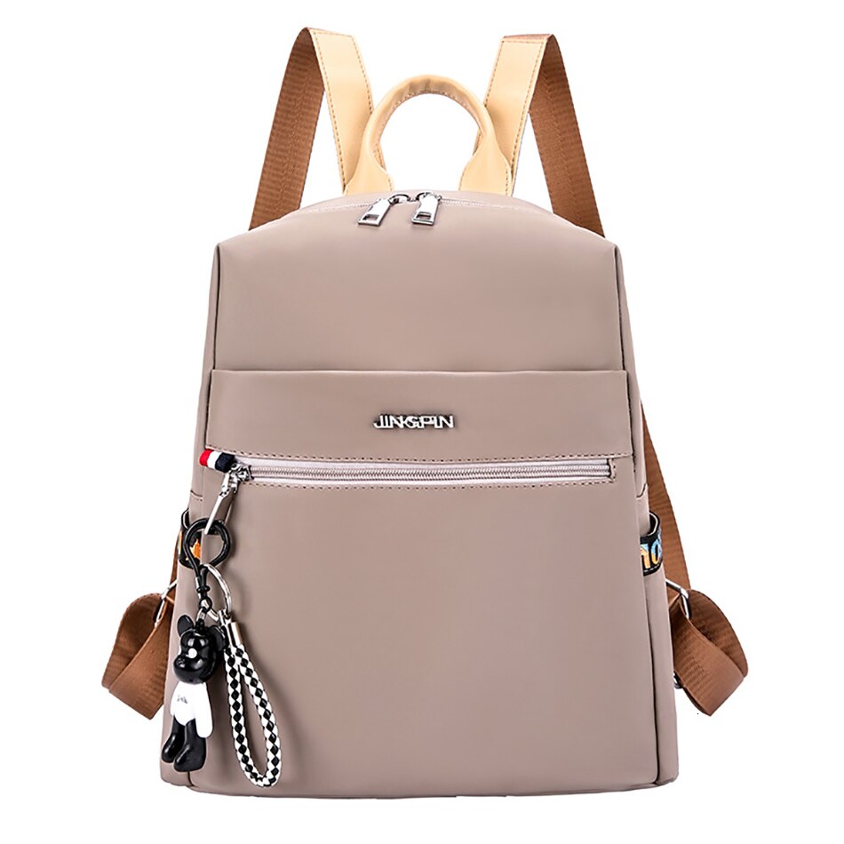 Wterproof Travel Backpack Bags For Women Large Capacity School Backpack For Girls Solid Ladies Bagpack Female Outdoor Bag: Khaki