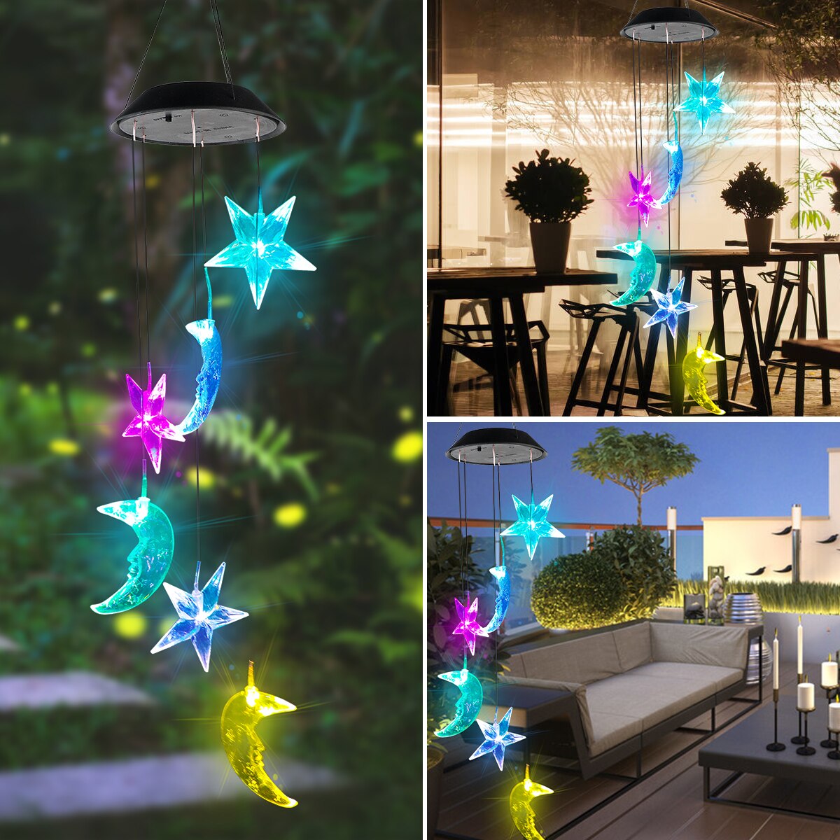 Solar Lichtslingers Tuinverlichting Kleur Veranderende Solar Windgong Led Decoratieve Mobiele Waterdichte Outdoor String Lights