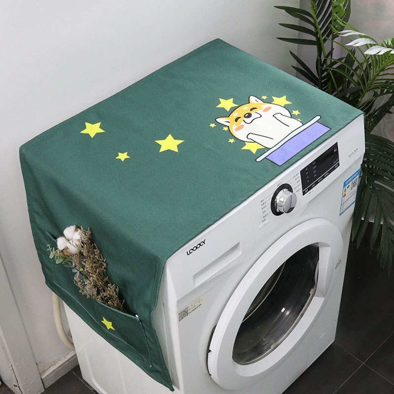 Housse de protection anti-poussière pour Machine à laver, motif dessin animé, étanche, pour réfrigérateur, avec rangement: 06