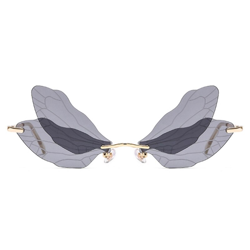 Gafas tipo mariposa sin montura para hombre y mujer, anteojos de sol femeninos con de libélula, de color rosa, con protección UV400, a la: 01