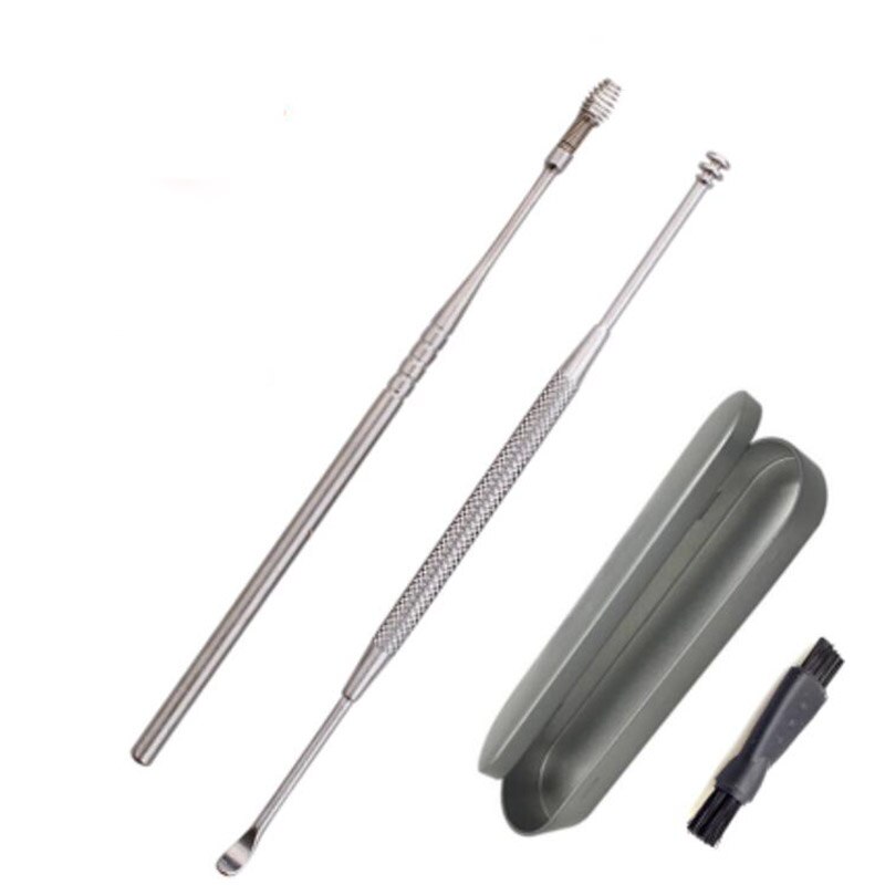 HANRIVER Stainless steel double rotary TaoErShao five suit ears expense dig wax cleaning tools: Silver