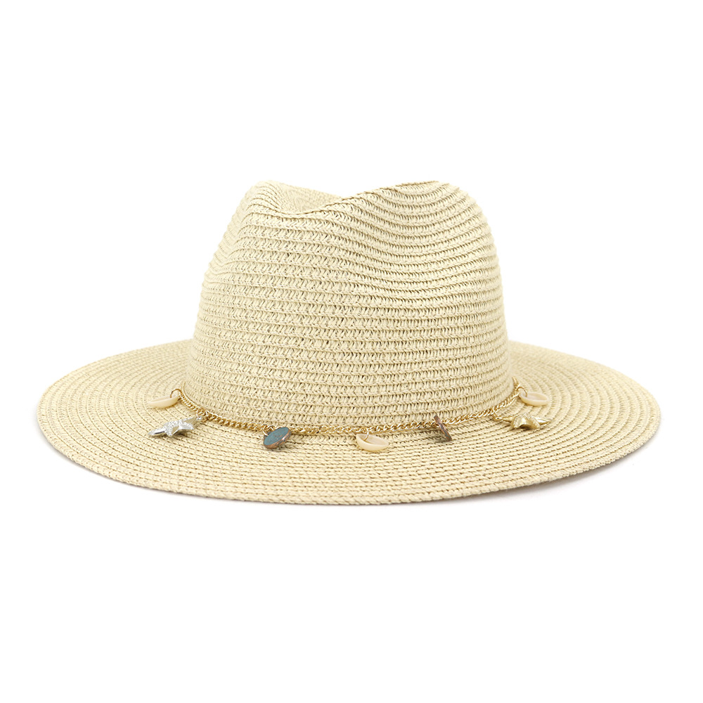 HOAREE-chapeau de Panama blanc pour femmes, chapeau d'été en paille à large bord pour femmes, HatsTravel, Style britannique, flambant neuf: Beige