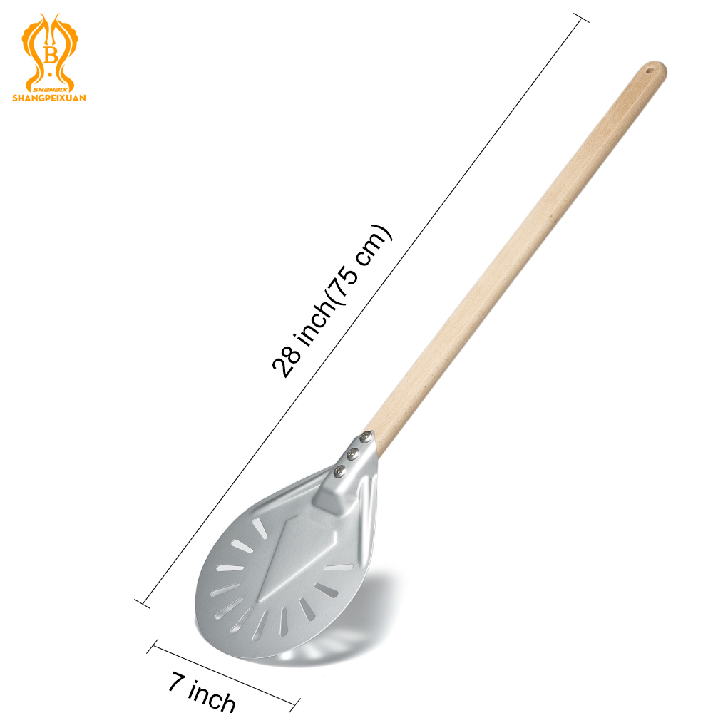 Pala para Pizza perforada, herramienta redonda corta con mango de madera antideslizante, pala para Pizza pequeña, 6, 8, 9 pulgadas: Verde claro