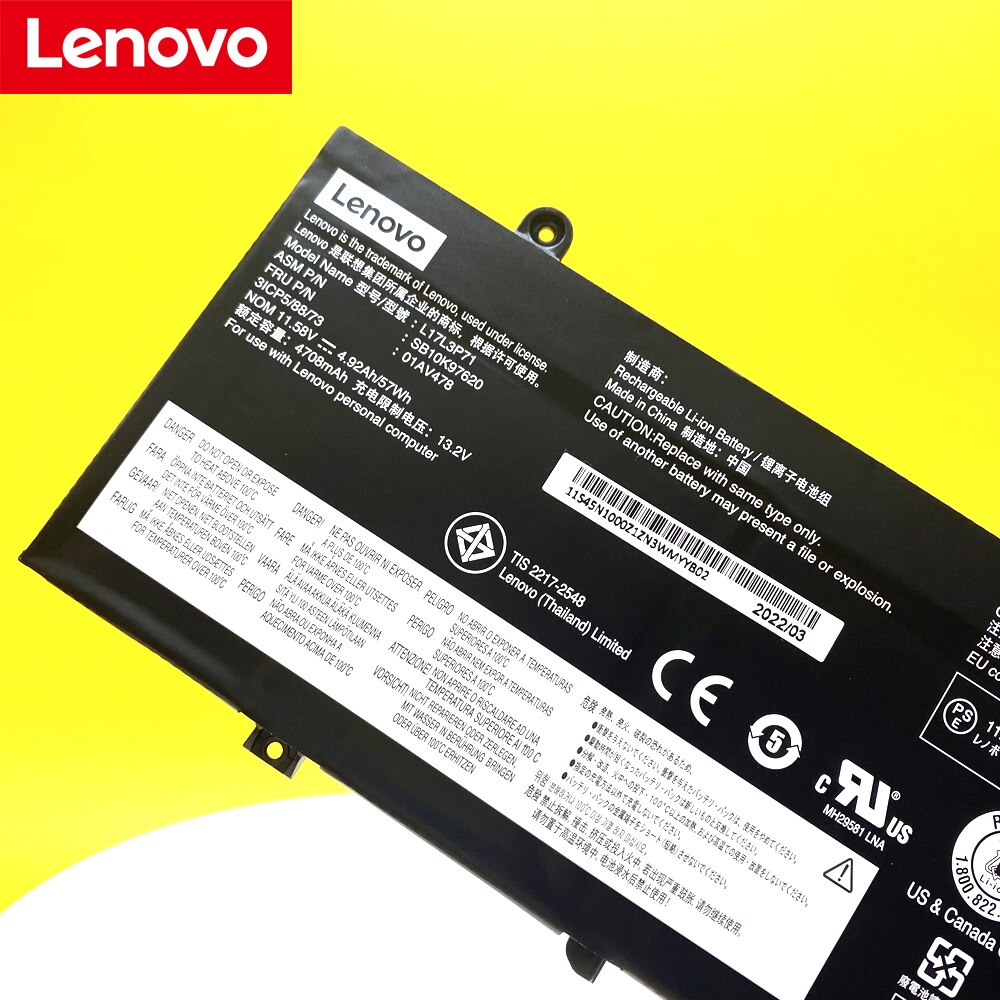 Original Laptop Battery FOR Lenovo ThinkPad T480S Series 01AV478 SB10K97620 01AV479 01AV480 L17L3P71 L17M3P71 L17S3P71