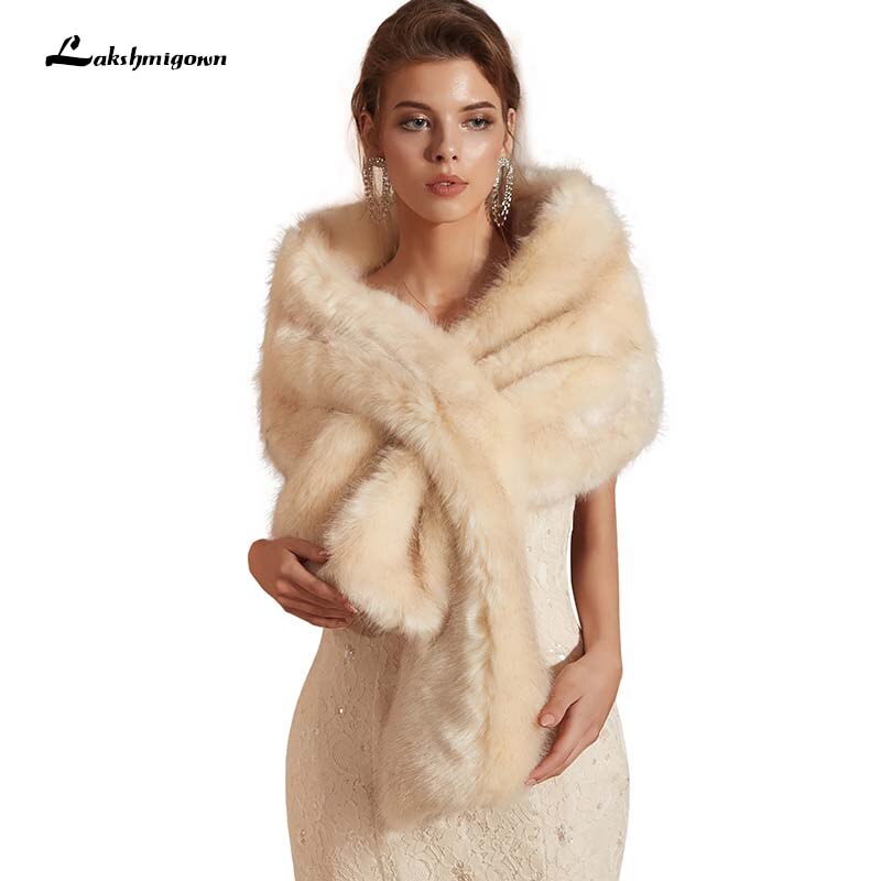 Elegante Avond Bolero Vrouwen Faux Fur Trouwjurk Cape Wrap Shawl Chic Bridal Party Jas Bont Stola Jassen: 8101