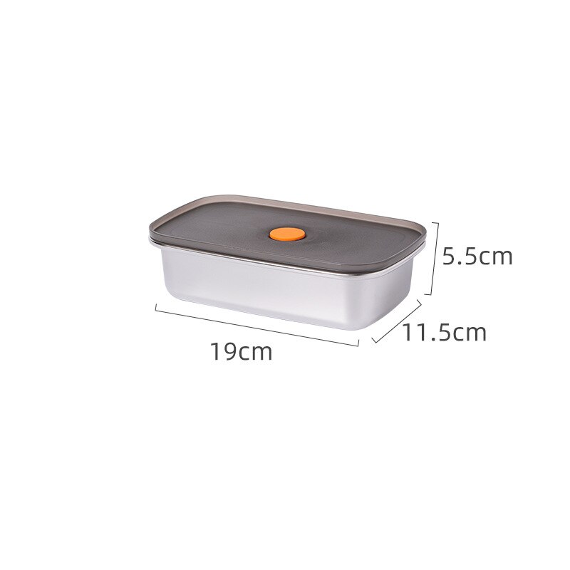 304 Stainless Steel 250/450/600/1000MLLunch Bento Box Fruits Vegetable Fresh-Keeping Box Grains Sealed Food Storage Container: 600ML