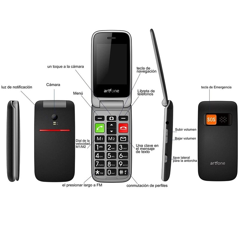 artfone CF241A Seniorenhandy ohne Vertrag | Dual SIM praktisch mit Notruftaste | Rentner praktisch große Tasten | 2G GSM Klapphandy| Großtastenhandy mit Ladegerät und Kamera|1000 mAh Akku Lange bereithalten-Zeit