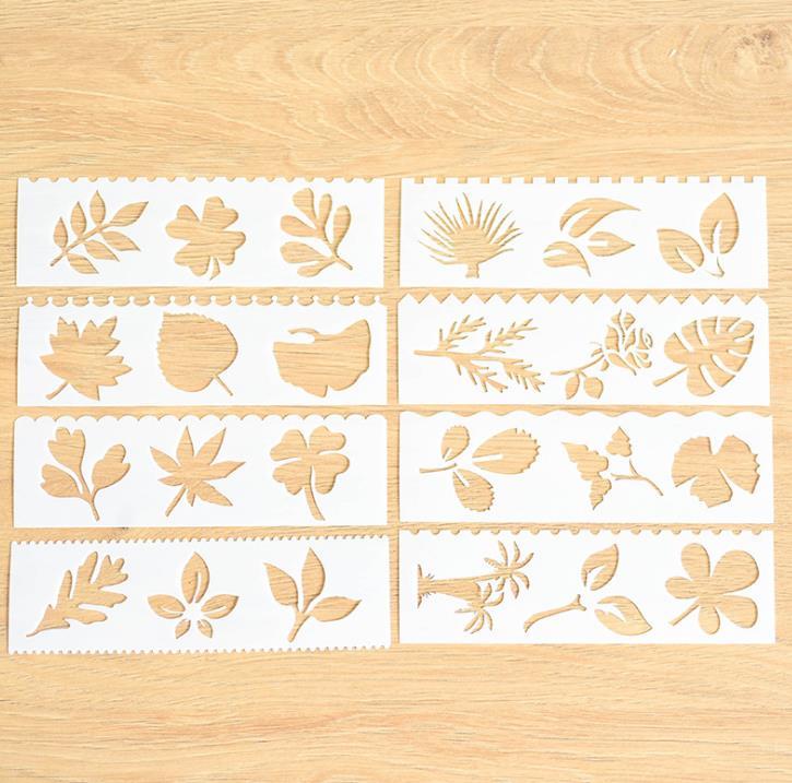 8pcs / Set Kids Drawing Stencil Plastic Template Ruler Tool Craft Shape Ruler 64 Patterns Shape Flower School Supplies: D