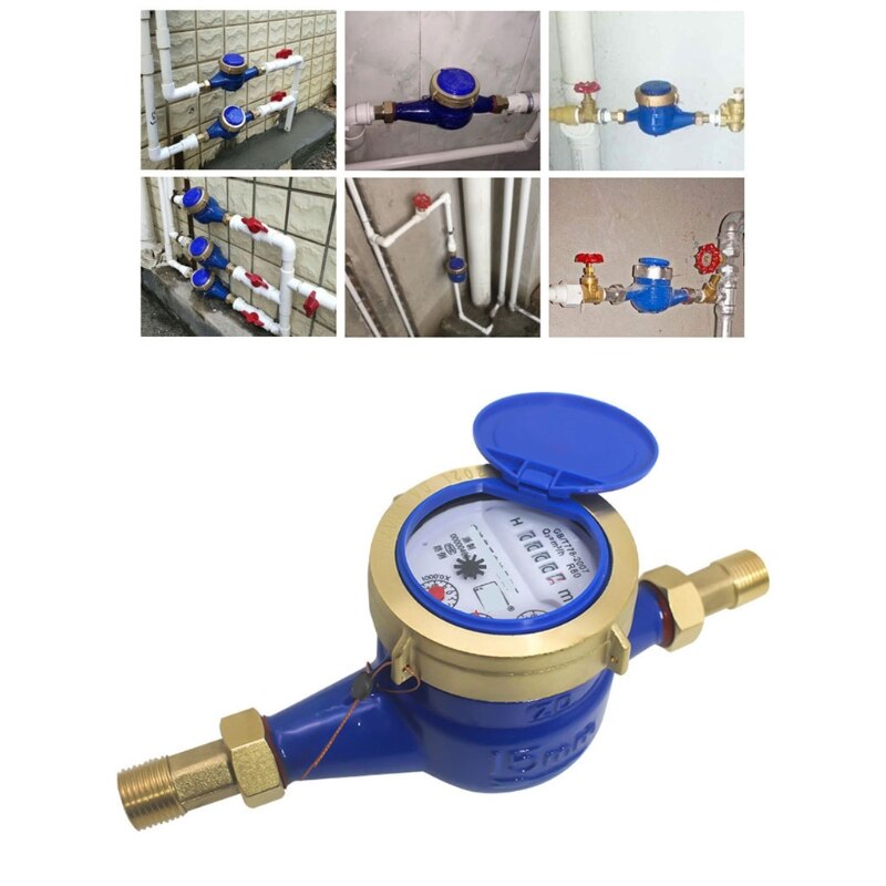 Water Meter Heavy Duty Brass Flow Measure Tap Cold Water Meter Home Garden Wet Table Measuring Tools Water Measurement